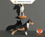 Papercraft Bull Terrier en origami papier 3D, weergave 7