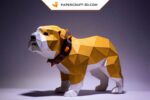 Papercraft bulldog in 3D origami