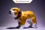 Papercraft Bulldog en origami papier 3D, modèle à télécharger, weergave 2