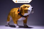 Papercraft bulldog in 3D origami
