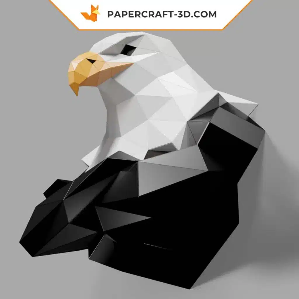 Papercraft buste d&rsquo;aigle royal origami papier 3D, weergave 2
