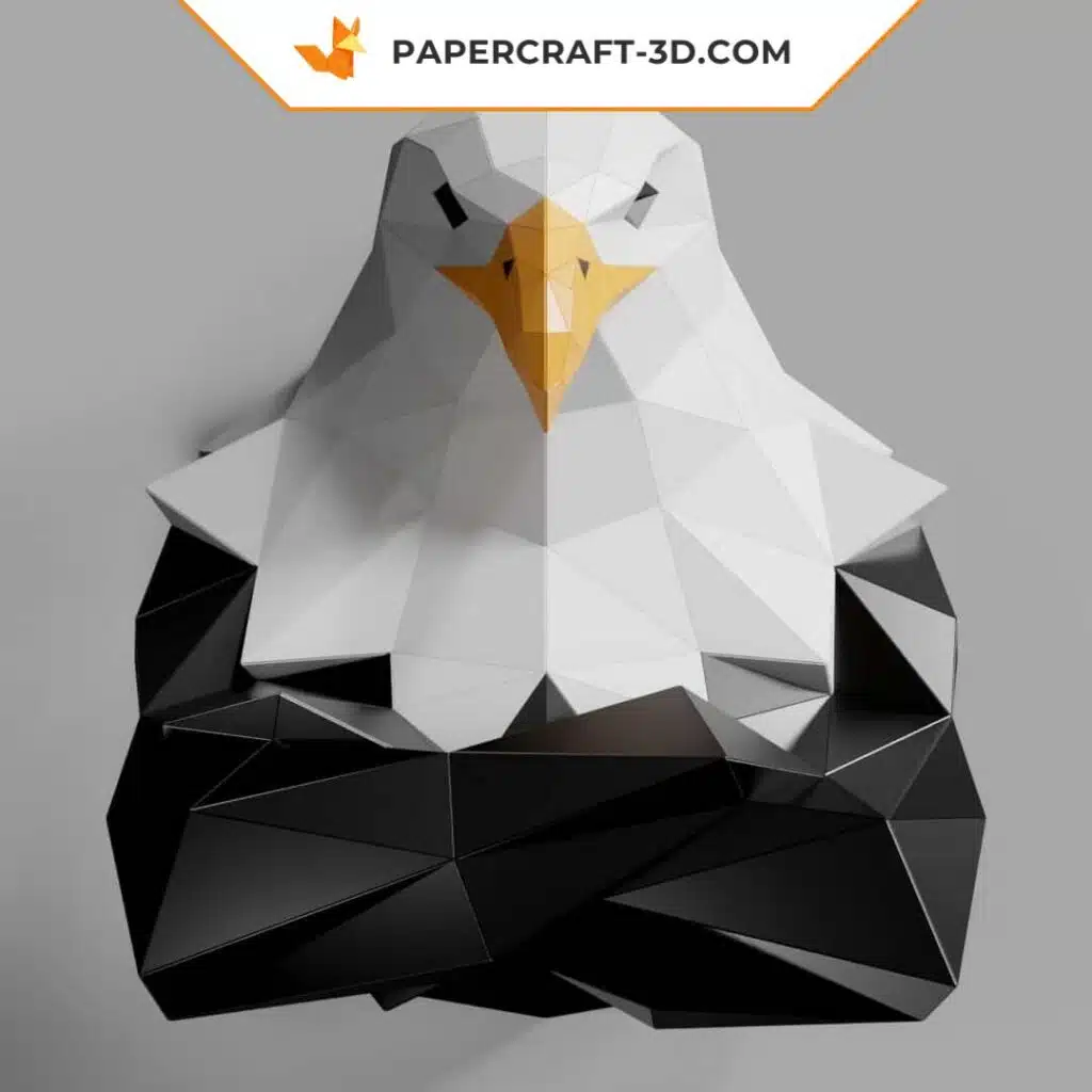 Papercraft buste d&rsquo;aigle royal origami papier 3D, weergave 3