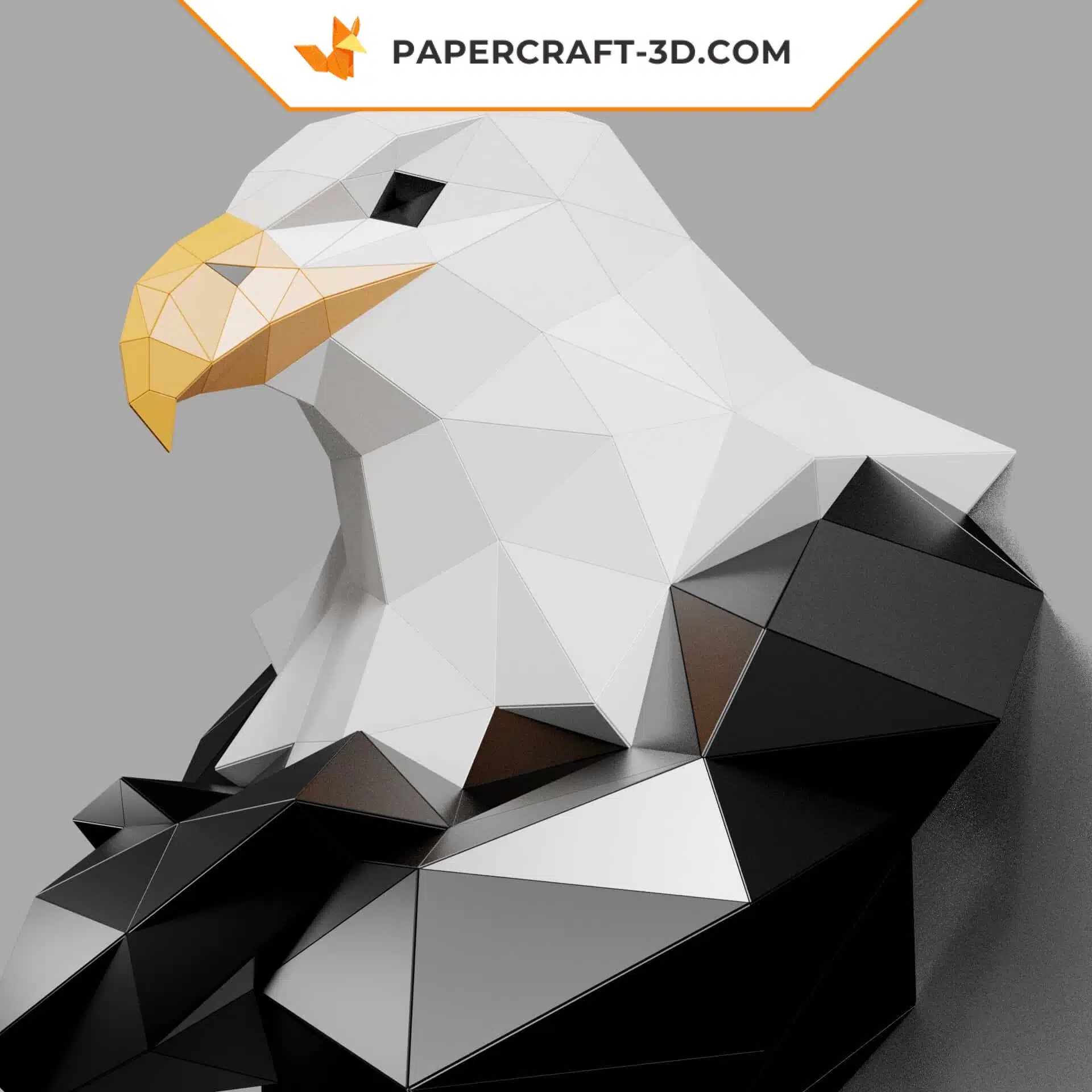 Papercraft buste d&rsquo;aigle royal origami papier 3D, weergave 6