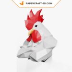 Papercraft buste de coq en origami