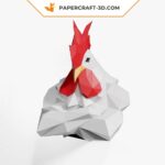 Papercraft buste de coq en origami