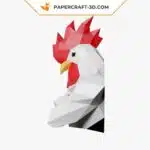 Papercraft buste de coq origami papier 3D, weergave 3