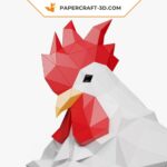 Papercraft buste de coq en origami