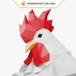Papercraft buste de coq origami papier 3D, weergave 4