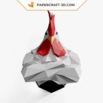 Papercraft buste de coq en origami