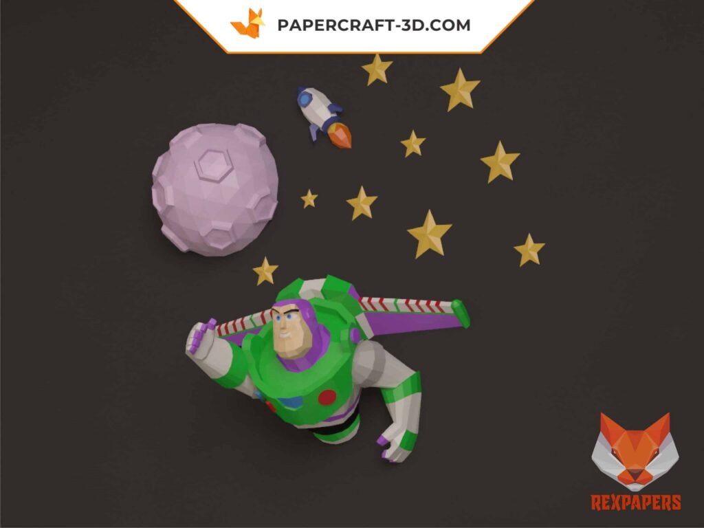Papercraft Buzz Lightyear em origami 3D