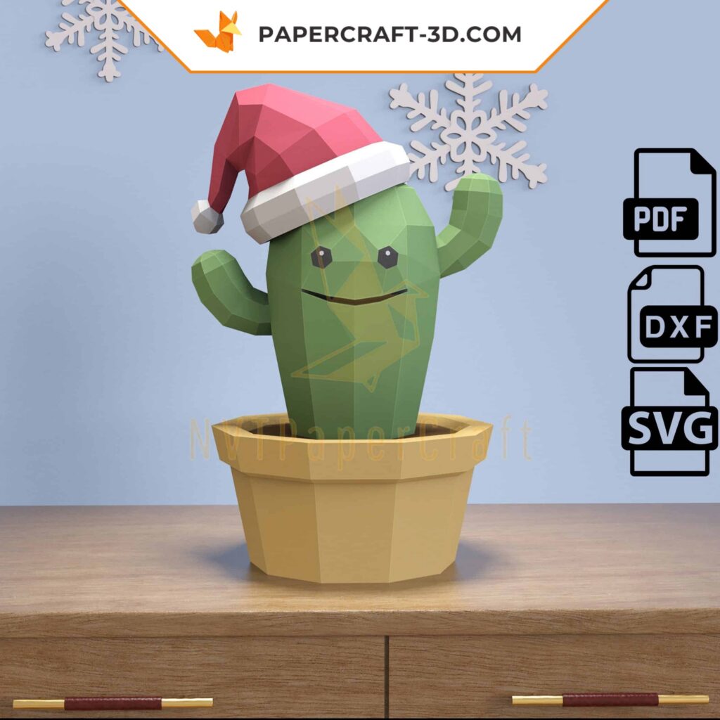 Christmas cactus papercraft in origami