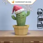 Papercraft cactus di Natale in origami, vista 2