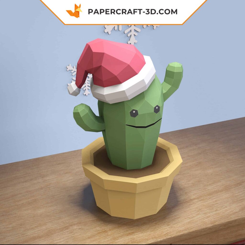 Papercraft cacto de Natal em origami