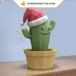 Papercraft cactus di Natale in origami, vista 4