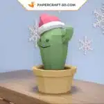 Papercraft cactus di Natale in origami, vista 5