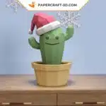 Papercraft cactus di Natale in origami, vista 7