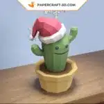 Papercraft cactus di Natale in origami, vista 8