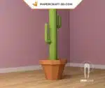 Papercraft di cactus Saguaro XXL in origami 3D, vista 2