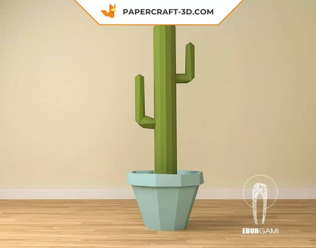Papercraft di cactus Saguaro XXL in origami 3D, vista 4