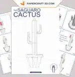 Papercraft di cactus Saguaro XXL in origami 3D, vista 6
