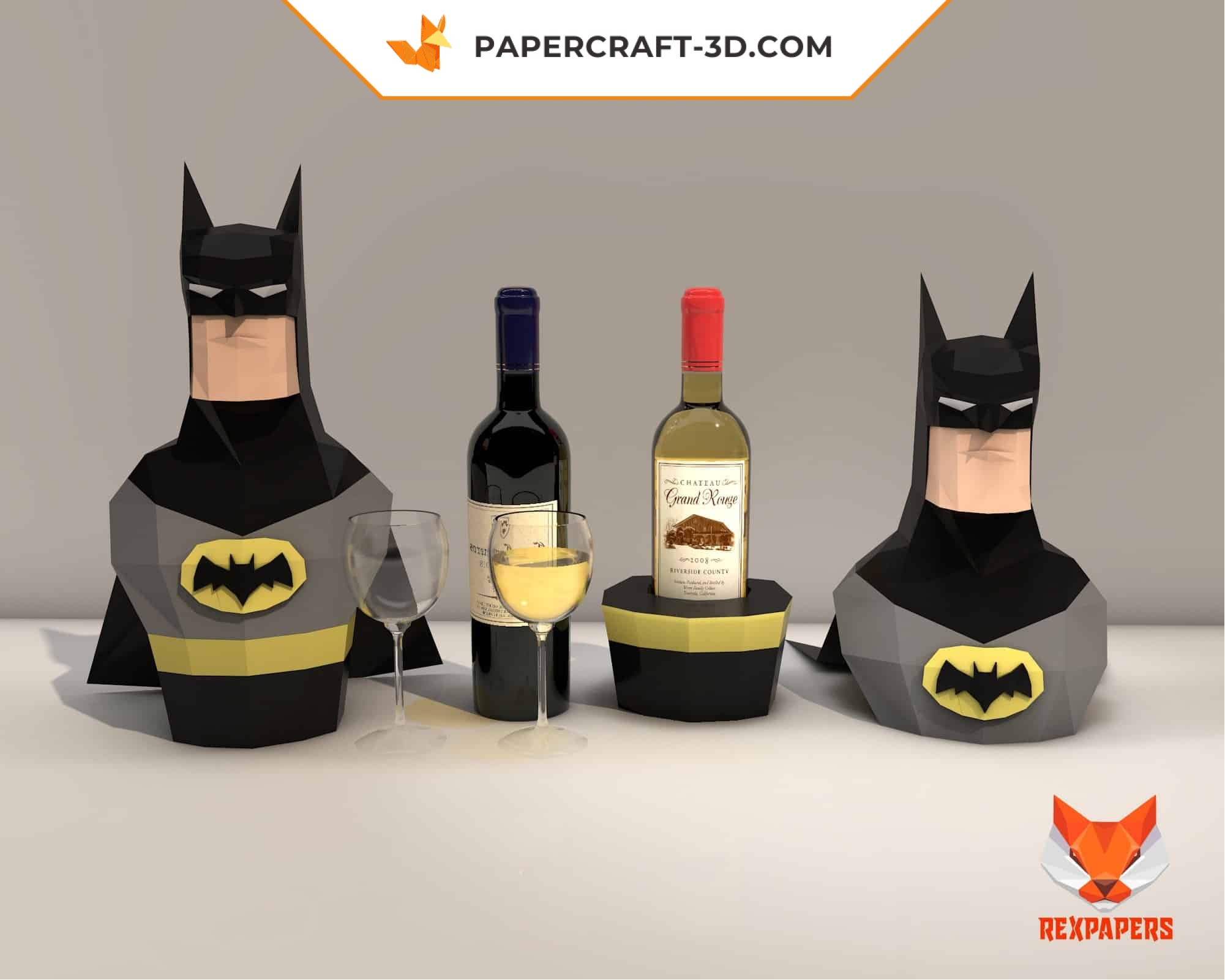 Papercraft Batman wine box in 3D origami Papercraft Batman wine box in 3D origami