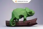 Papercraft Caméléon en papier origami 3D, modèle à télécharger en PDF, weergave 3