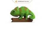 Papercraft Caméléon sur branche en papier 3D, modèle PDF à imprimer, weergave 2