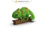 Papercraft Caméléon sur branche en papier 3D, modèle PDF à imprimer
