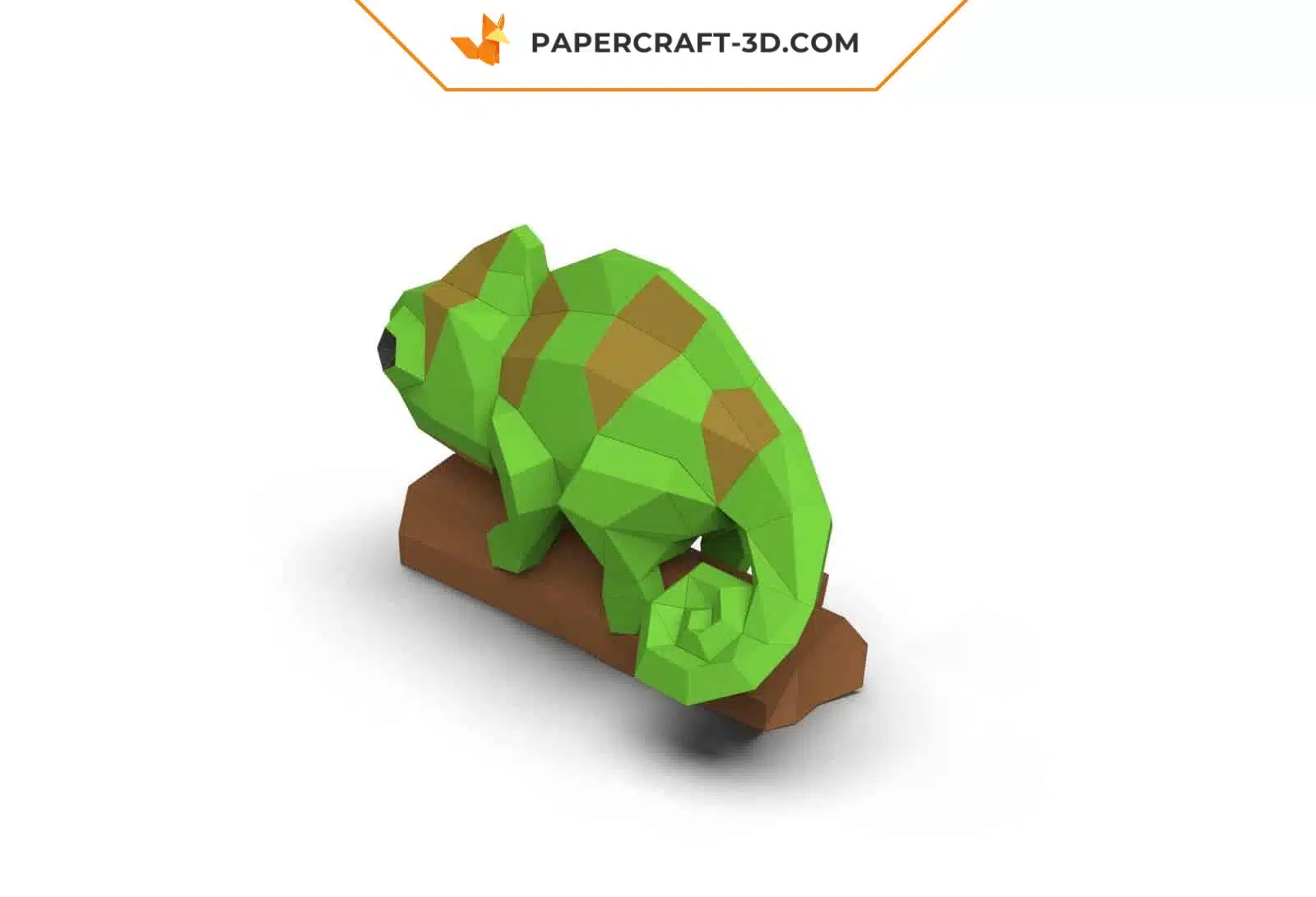Papercraft Caméléon sur branche en papier 3D, modèle PDF à imprimer, weergave 5
