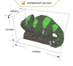 Papercraft chameleon on branch in 3D origami