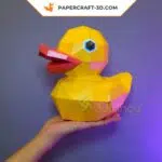 3D origami rubber duck papercraft, view 2