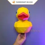 3D origami rubber duck papercraft, view 3