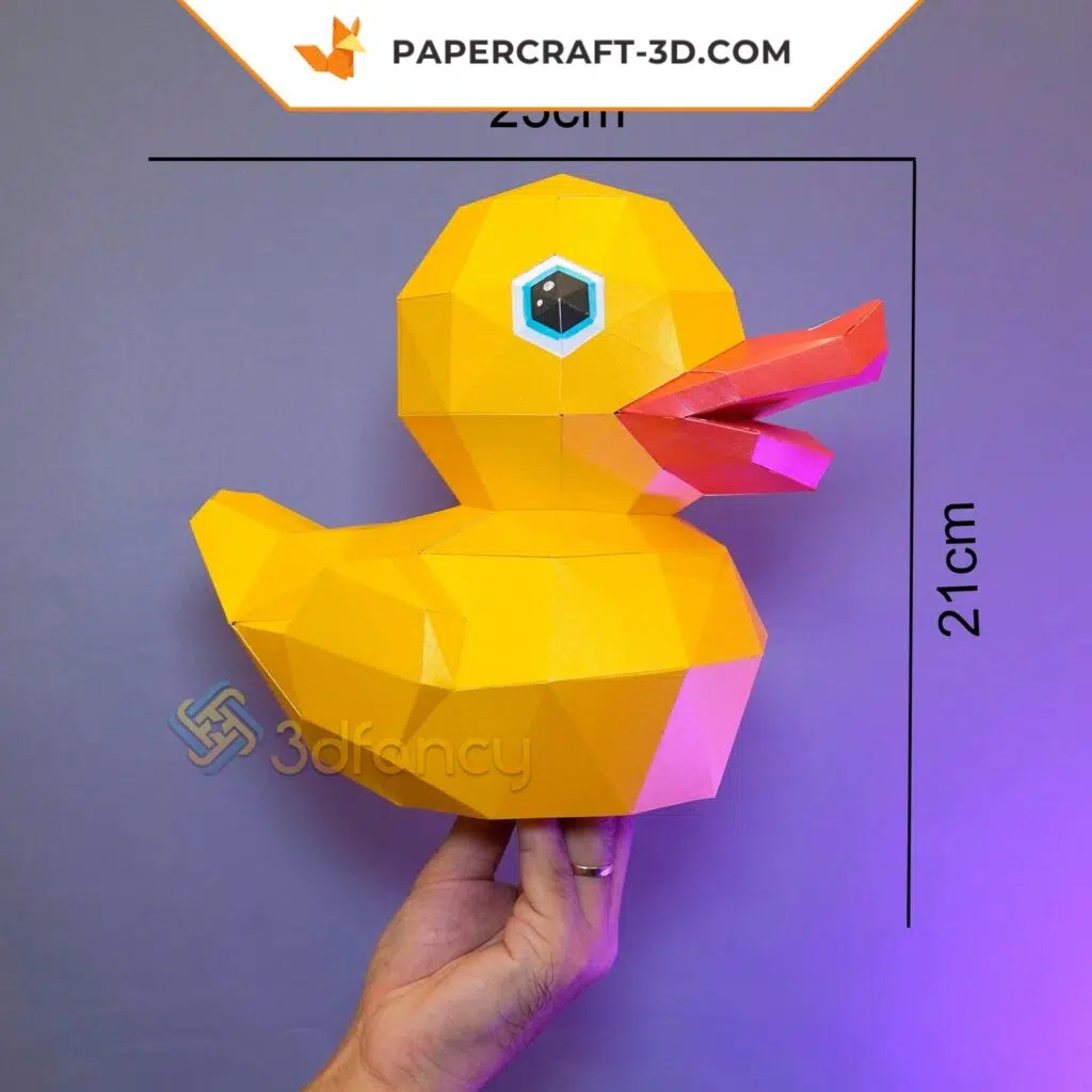 3D origami rubber duck papercraft, view 4