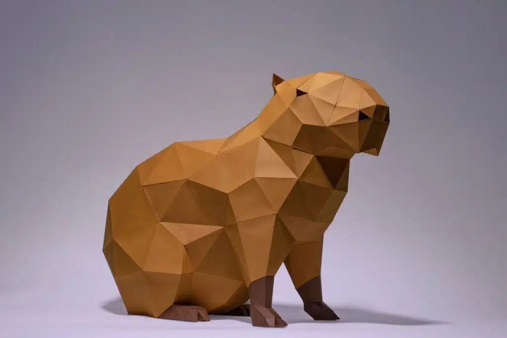 Papercraft Capybaras origami papier 3D, weergave 2