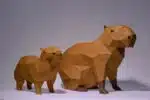 Papercraft Capybaras origami papier 3D, weergave 4