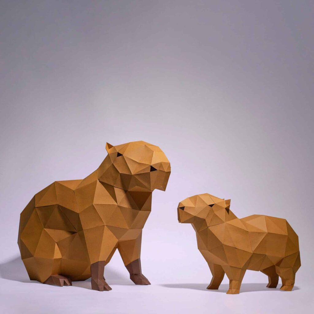 Papercraft of capybara in 3D origami