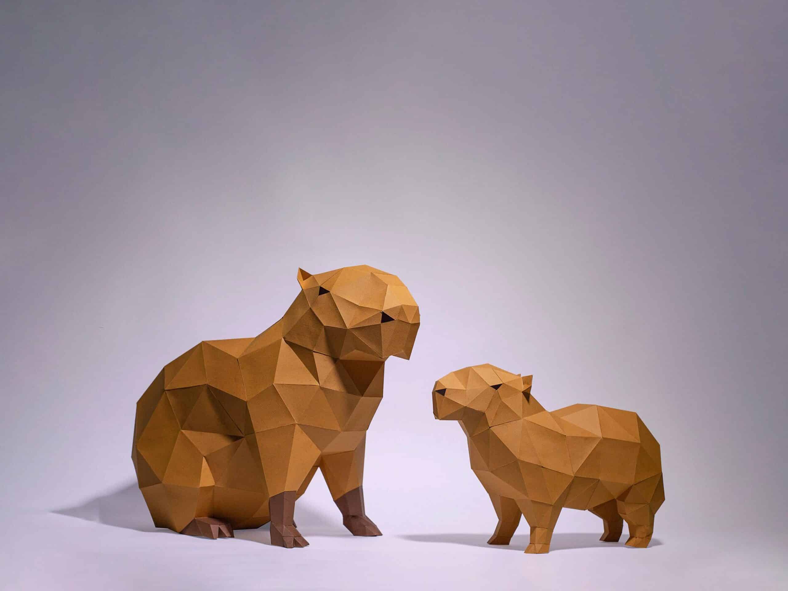 Papercraft of capybara in 3D origami Papercraft of capybara in 3D origami