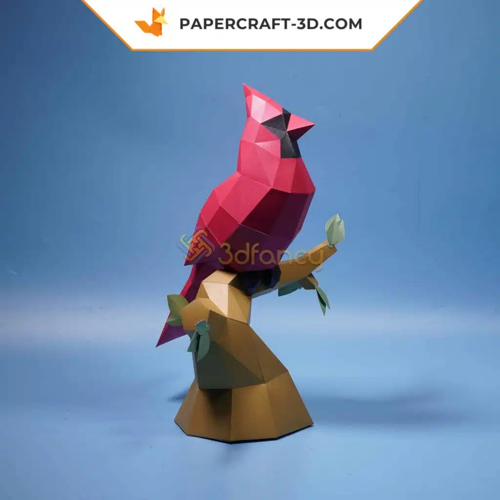 Papercraft cardinale rosso in origami 3D