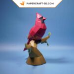 Papercraft cardeal vermelho em origami 3D