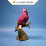 Papercraft cardinale rosso in origami 3D