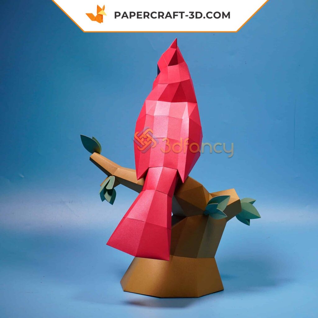 3D Origami Red Cardinal Papercraft