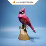 Papercraft cardinale rosso in origami 3D
