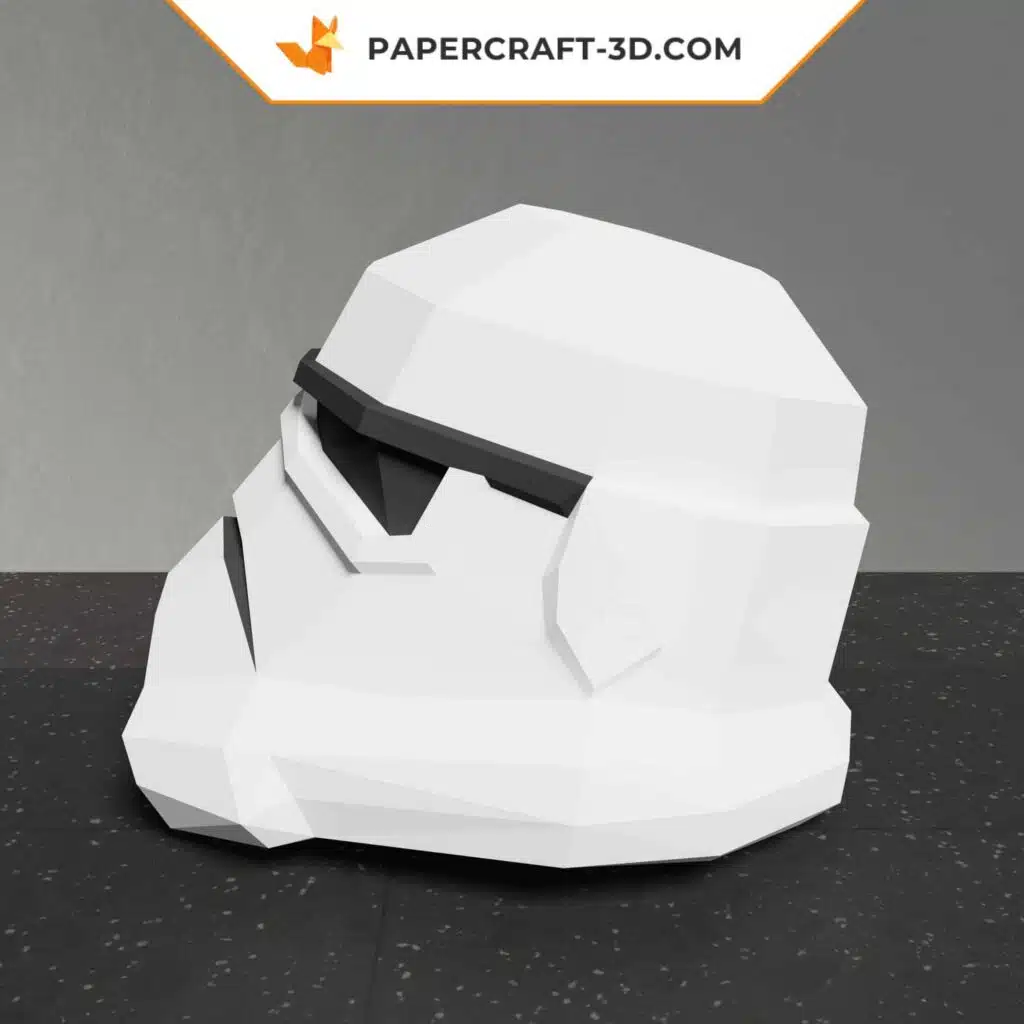 Papercraft casque de Stormtrooper Star Wars en origami papier 3D, vue 2