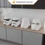 Papercraft casque de Stormtrooper Star Wars en origami papier 3D, vue 5