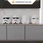 Papercraft casque de Stormtrooper Star Wars en origami papier 3D, vue 6