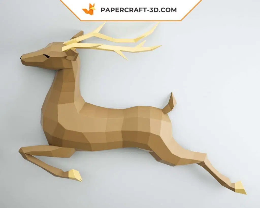 Papercraft de cerf mural en origami 3D