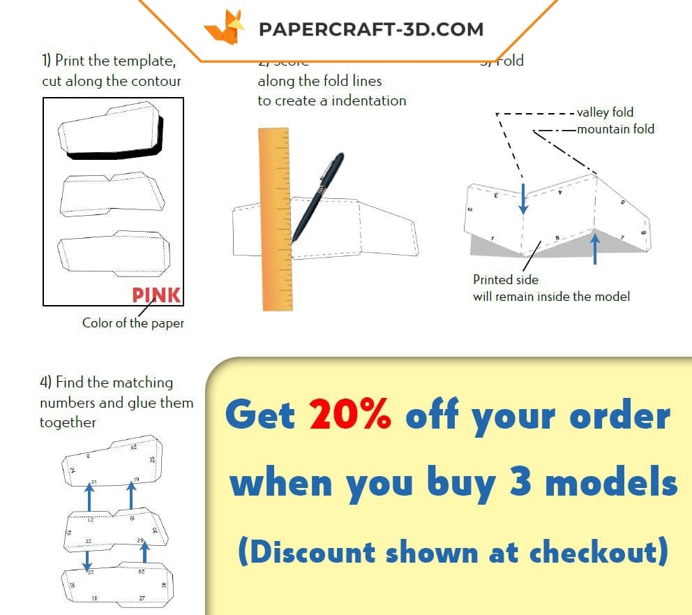 Papercraft deer wall in 3D origami