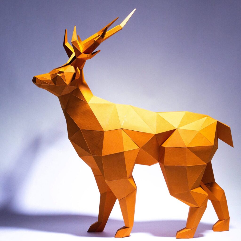 Papercraft cerf debout en origami 3D