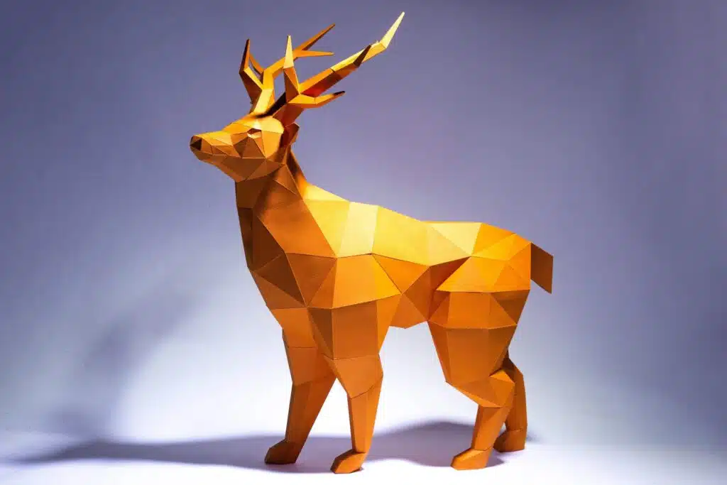 Papercraft cerf origami papier 3D modèle numérique téléchargement DIY, weergave 3