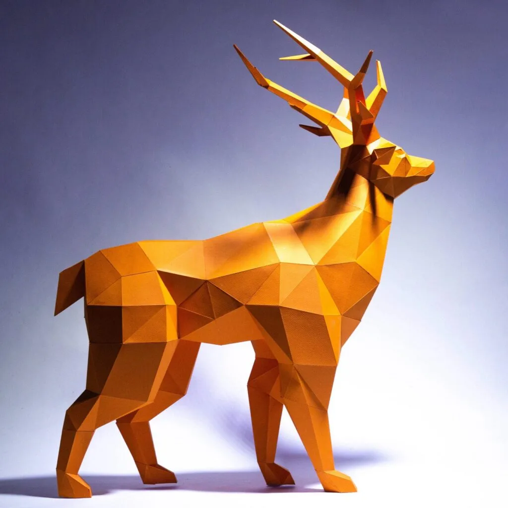 Papercraft röhrender Hirsch als 3D-Origami